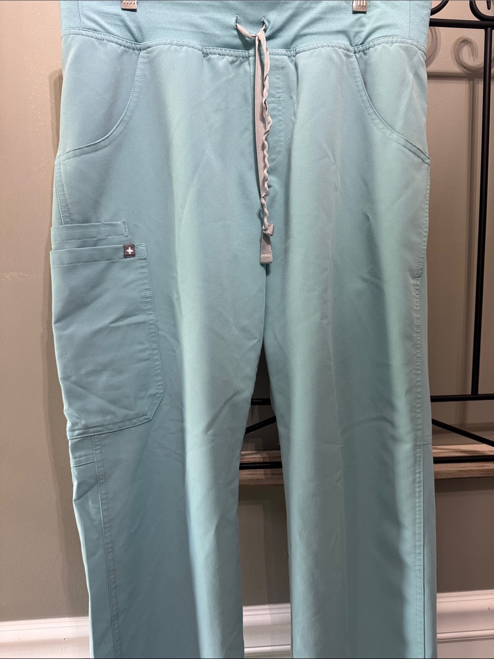 Figs Light Aqua Cargo Scrub Pants MP medical medium petite Technical Collection